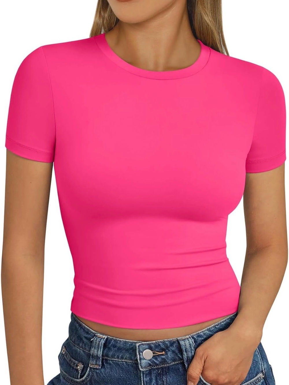Reoria - Women’s Neon Pink Baby-tee Fuchsia Pink NEW✨SIZE: XL